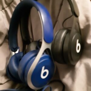 2 Pairs Wired Vintage Beats by Dre Blue and Black On-Ear Headphones